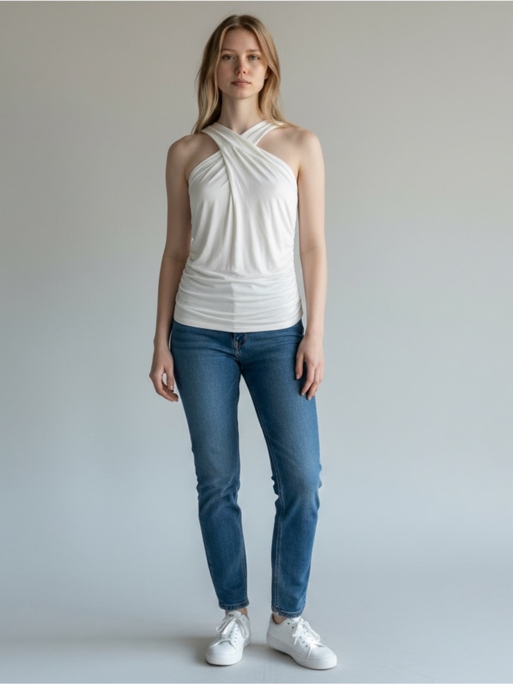 NEW Robert Rodriguez Crisscross Halter Neck Tank Top Sz L